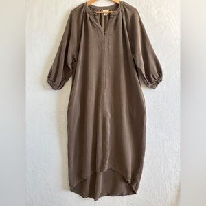 neve & hawk brown textured midi dress‎ size small